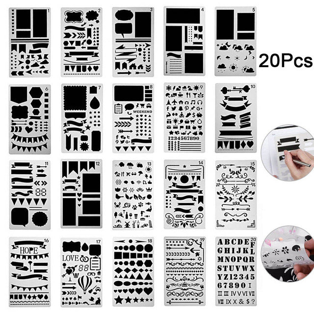 Bullet Journal-sjabloon voor stencils Set 12/20 pcs