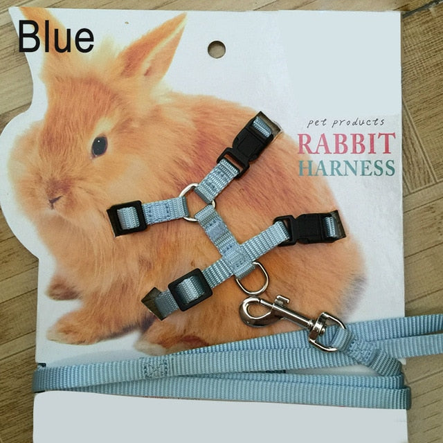 Pet Rabbit Soft Harness Leash Adjustable Bunny Traction Rope for Running Walking E2S